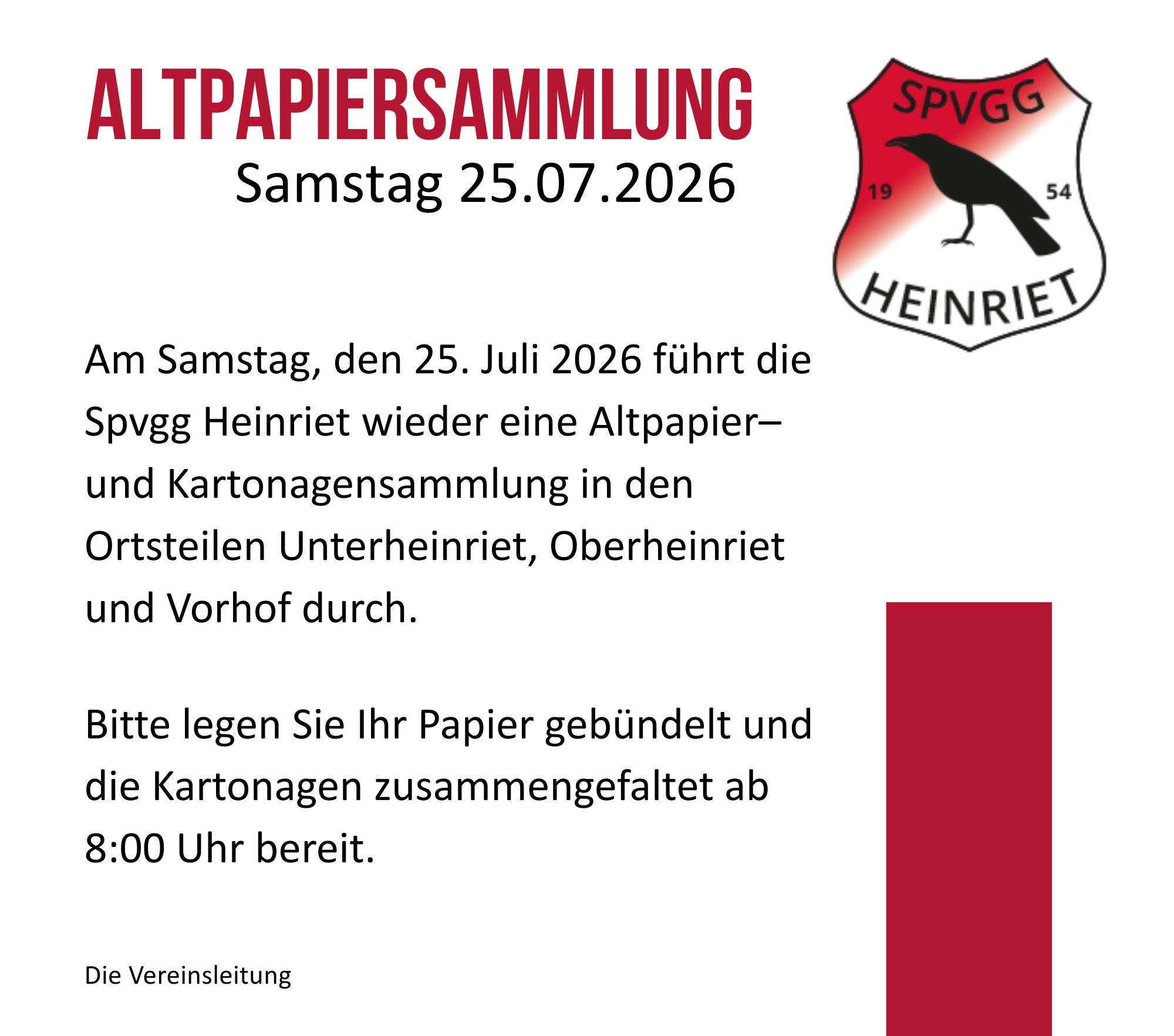 Altpapiersammlung 2026 07 25